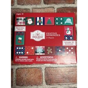 New Festive Christmas Dominoes 28 Count Holiday Time Family Game Set